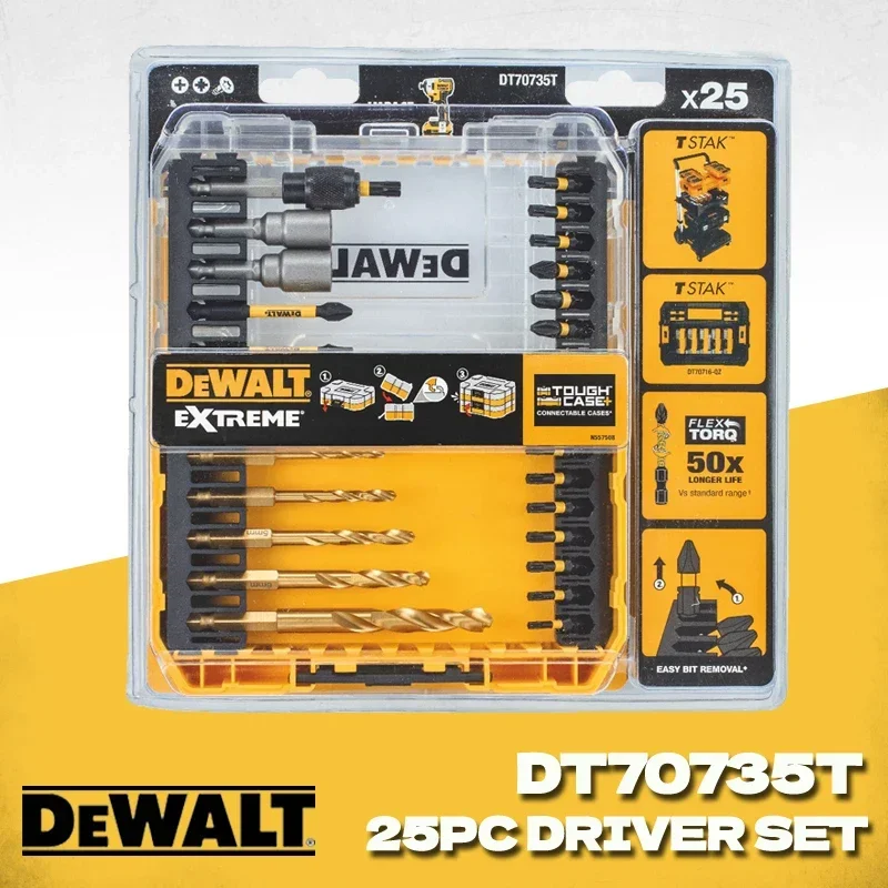 Dewalt-drill Cordless e Driver Bit Grupo Acessórios Ferramenta Elétrica Dt70735t Flextorq Bits de Impacto Dt70735t-qz 25 Pcs