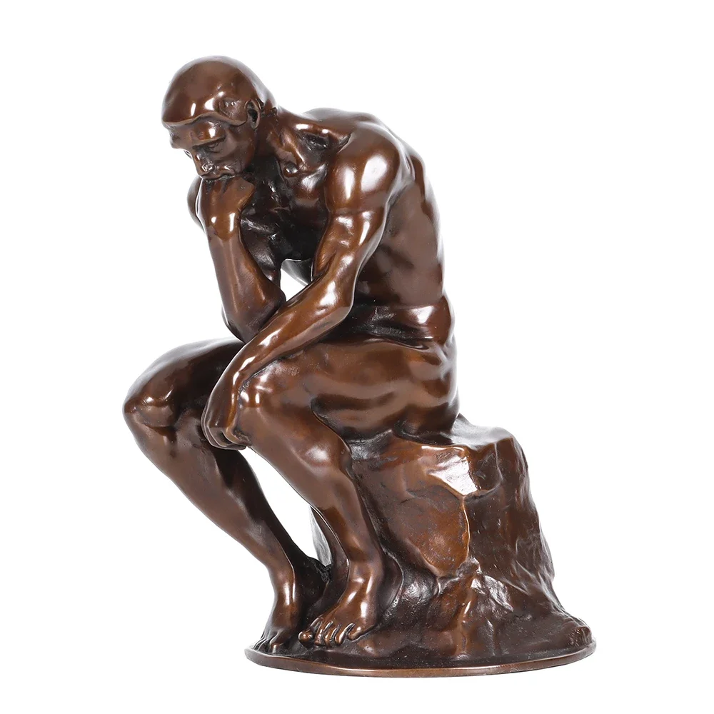 

Бронзовая статуя Thinker, копия известной скульптуры Rodin, бронзовая скульптура для украшения дома, офисные поделки, 20 см