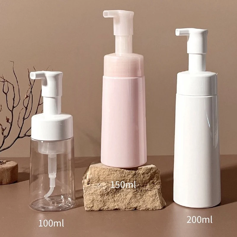 100/150/200ml Foaming Bottle Portable Cleanser Mousse Empty Refillable Bottles With Dust Cover PET Tapered Soap Pump Bottles