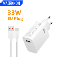 USB 33w Charger EU US Phone Fast Turbo Charge 6A Type C Cable For Original Redmi Note 11 10 Poco M2 Pro Mi 10s