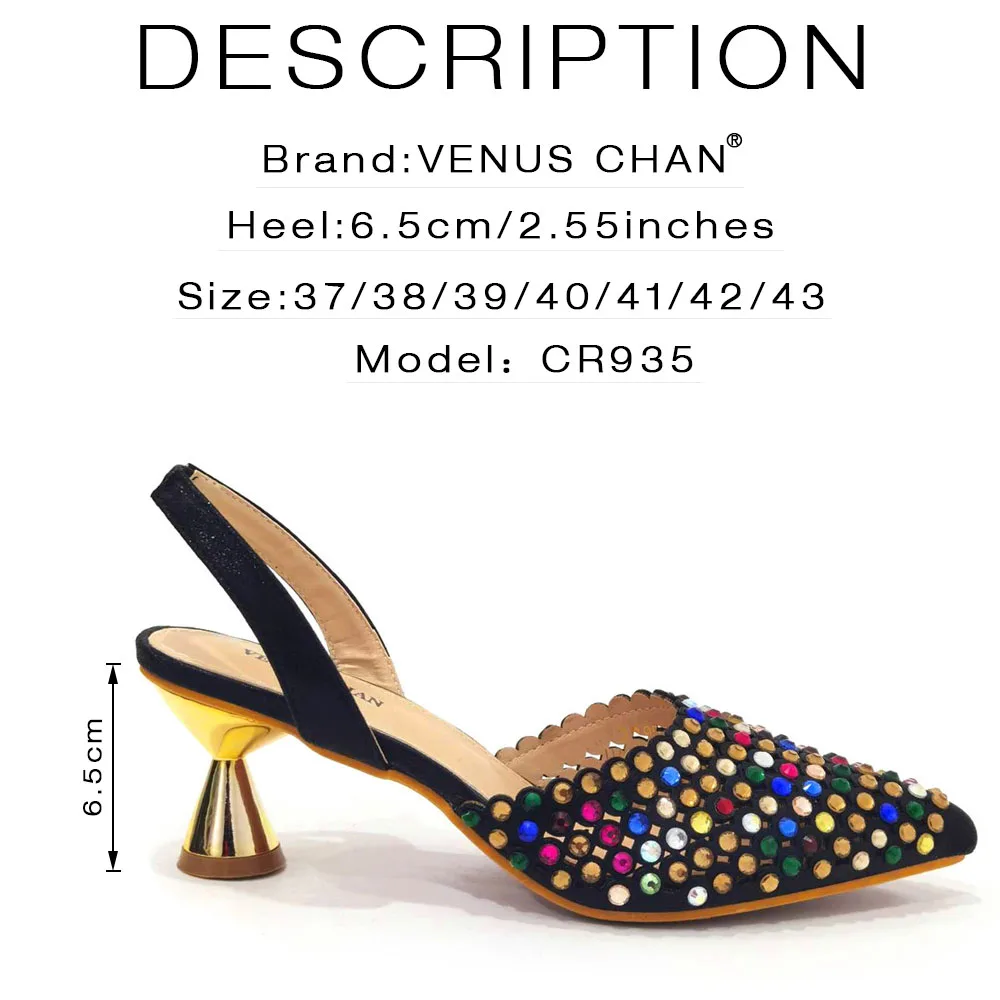 Venus Chan 2023 New INS High-Heeled Pointed Toe Wedding Shoes Colorful Full Diamond Design Shoe and Bag Set for Nigeria Party