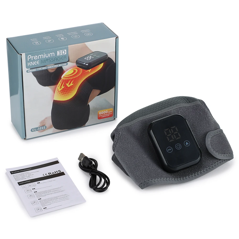 Heated Knee Massager Thermal Support Wrap with 3 Level Adjustable Vibration Leg Warmer for Relaxation