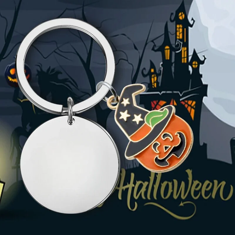 

Hot Selling Stainless Steel Customized Keychain Pendant Key Chains Keyring Halloween New Cute Ghost Pumpkin Gift for Friends