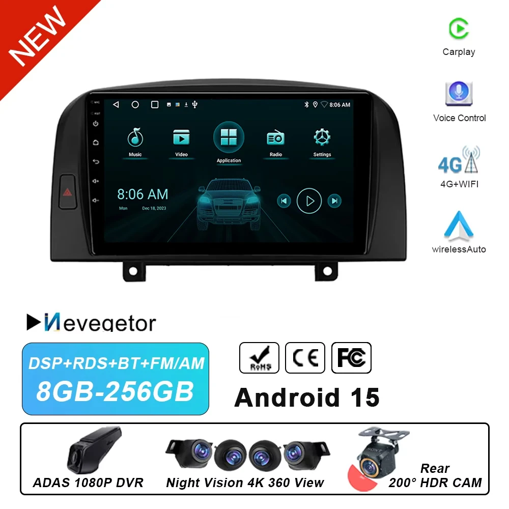 

4G WIFI For Hyundai Sonata NF 2004 - 2008 Navigation GPS Android Auto Car Radio Video Player Multimedia Stereo DSP No 2din DVD