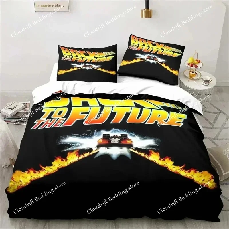 Back To The Future Classic Movie Retro Bedding Set Bed Three Piece Set Single Double Bed Queen Size King Quilt Cover Boy Gift026