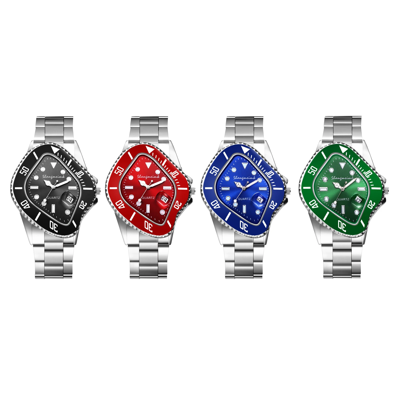 LANCARDO Men Novelty Irregular Dial Magnifier Date Lumious Hands Wrist Watch Quartz Polka Dot Shaped Case Casual Business Watch