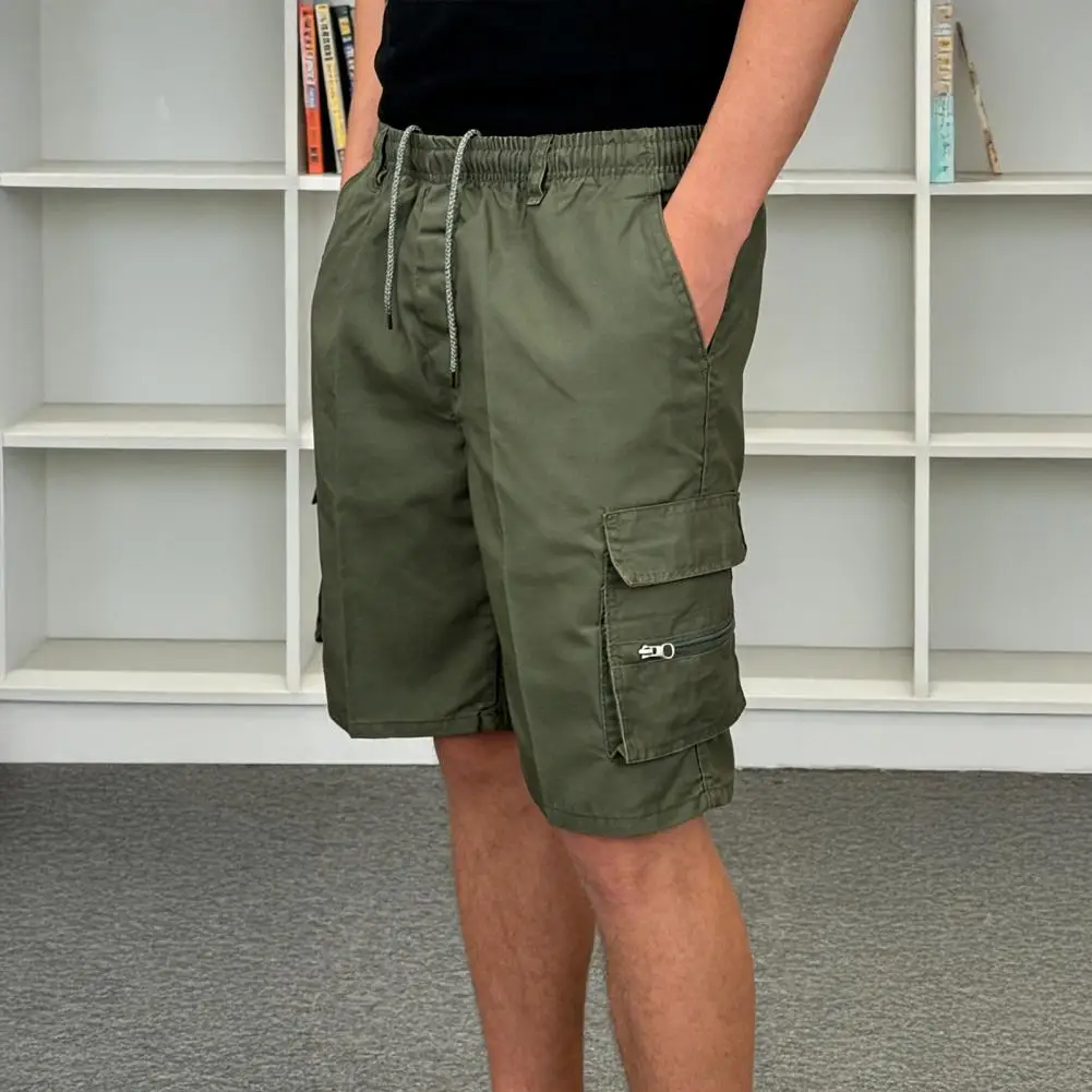 Men's Large Size Loose Casual Shorts Fashion Trendy Versatile Cotton Shorts Elastic Waist Summer Work Shorts