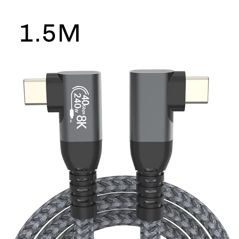 ELECT-USB 4 90 Degree Angle Cable 40Gbps USB4 Elbow Type C Data Transfer Cable USB C PD240W Fast Charging
