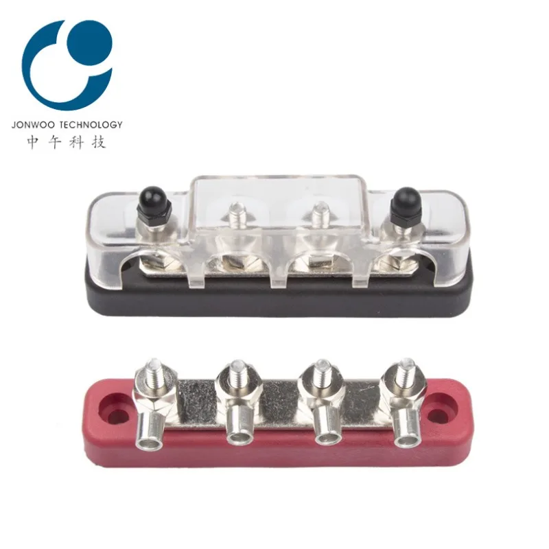Car RV Yacht 4-way Busbar Grid, Wiring Block Bump 100A with Dust Cover Terminal Blocks
