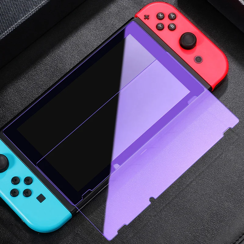 2Pcs Blue Film With Glass Screen Protector for Nintendo Switch Anti Blue Light Protection Glass Film for NS Switch Lite Oled