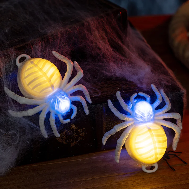 12/6/3/1 Stück Halloween leuchtende Spinnenlichter Dekoration, Party-Dekoration Ornamente, LEDZweifarbige Spinnenlichter Nachtlichter