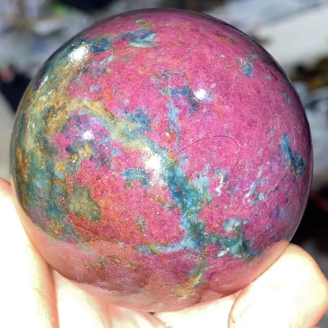 Rare!!! Natural Red Green Ruby Spheres, Reiki Healing, Decorative Meditation