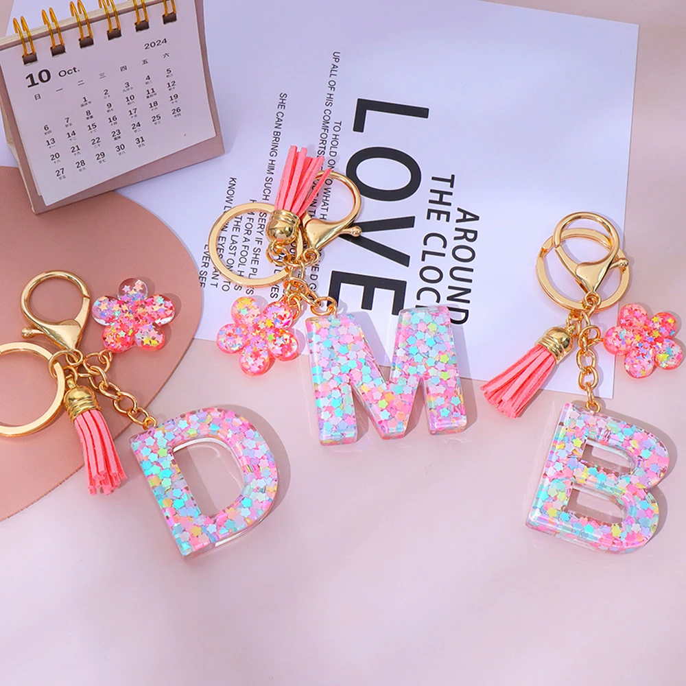 Pink Sequins Filled Letter Key - Resin Art Name review and price