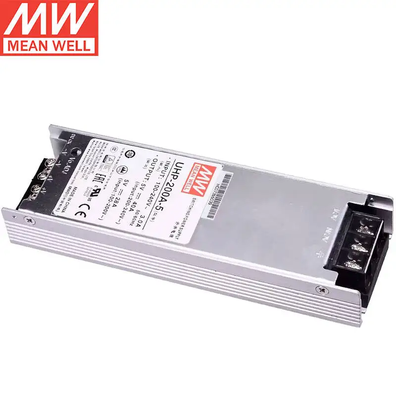 MEANWELL UHP-200A-5 5V 40A 200W Slim Type with PFC Switching power LED Moving sign driver Brand New Original Authentic