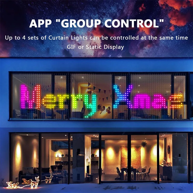 400LEDs Smart Curtain String Light Bluetooth APP Control Christmas Fairy Light DIY Picture Display Garland Party Wedding Decor
