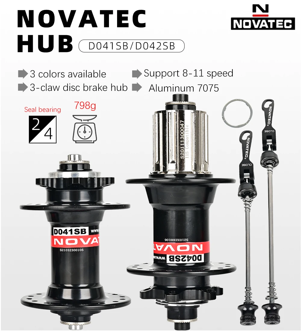 NOVATEC MTB-Naben D041SB D042SB 28/32/36H | Vorne und hinten HG Edelstahl Freilauf 8–12 Gänge | Mountainbike Nabenset – Detail 1