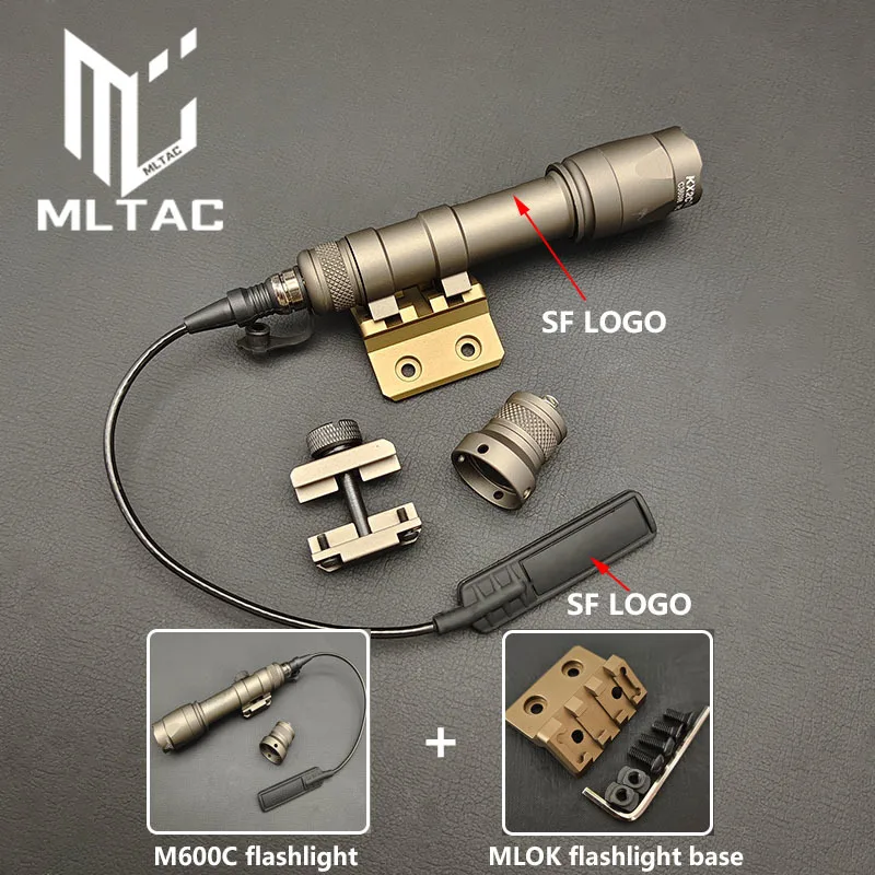 M600C M300C LED Airsoftl Scout Light And MLOK Or 20MM Light Mount+SF Momentary Remote Mouse Tail Switch Tactical Flashlight Set