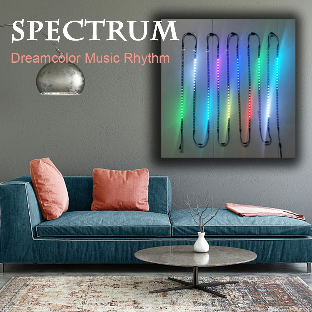 WS2812B WS2811 müzik ritim spektrum LED şerit bireysel adresli 5050 RGB ışık SP107E BT denetleyici 12V 5V güç kaynağı