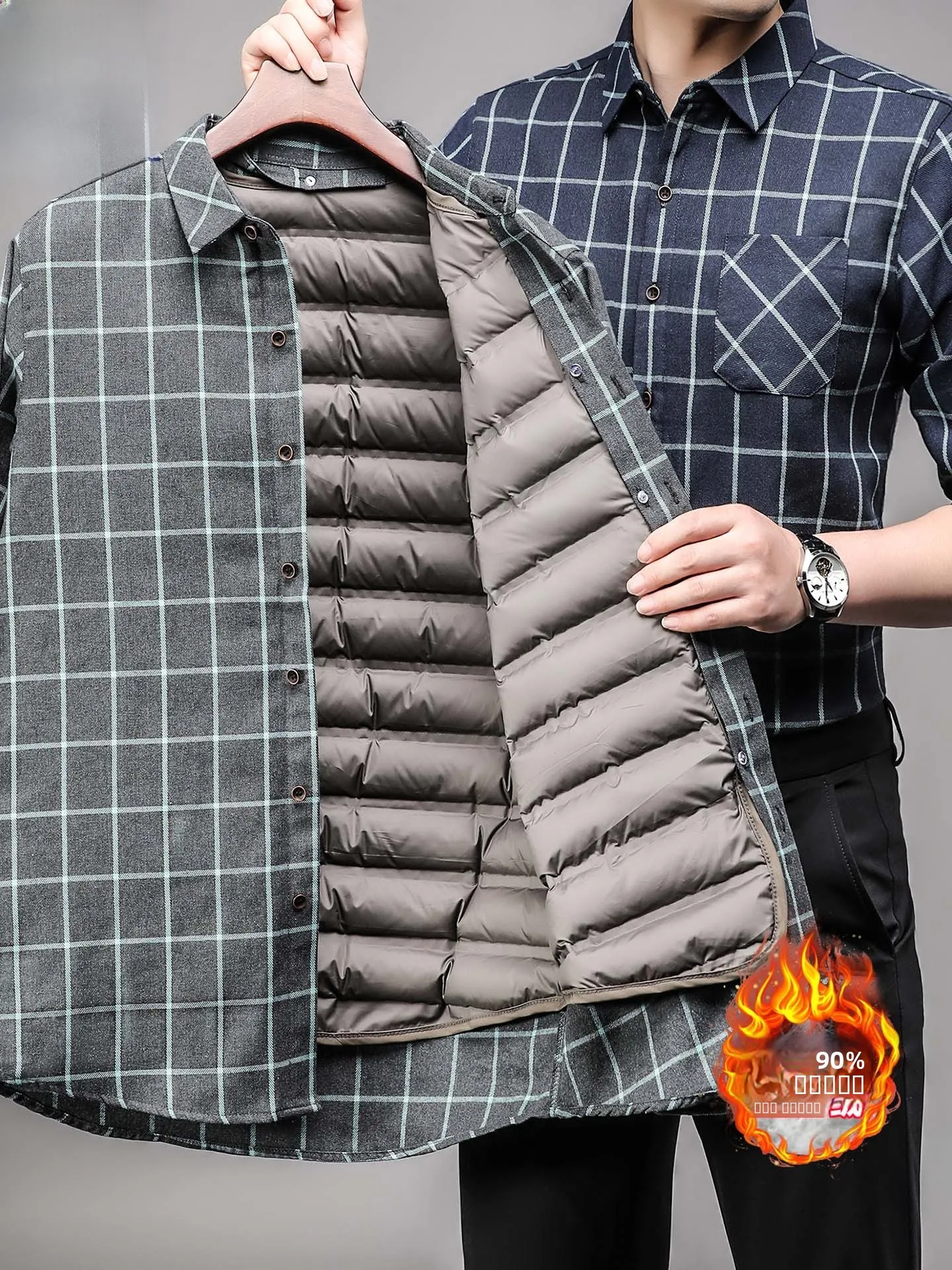 

Утепленная легкая мужская куртка с длинными рукавами, съемная стеганая подкладка, деловой повседневный стиль, смесь полиэстера и хлопка