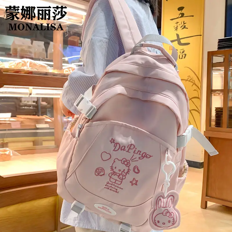 

Sweet Hello Kitty Anime Kawaii Sanrio Ins Fashion Storage Schoolbag Cute Cartoon Female Student Backpack Gifts for Kids