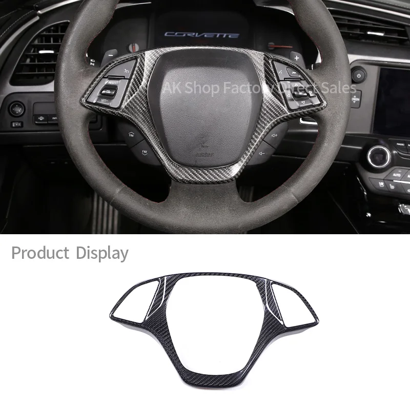 

Steering Wheel Decorative Panel Frame Cover for Chevrolet Corvette C7 2014-2019 Real Carbon Fiber Trim Car Interior Accessories