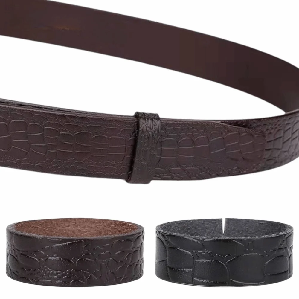 3PCS Cow Genuine Leather Belt Loop Keepers DIY Crocodile Pattern Belt Loop Delicate Replacement Belt Loop