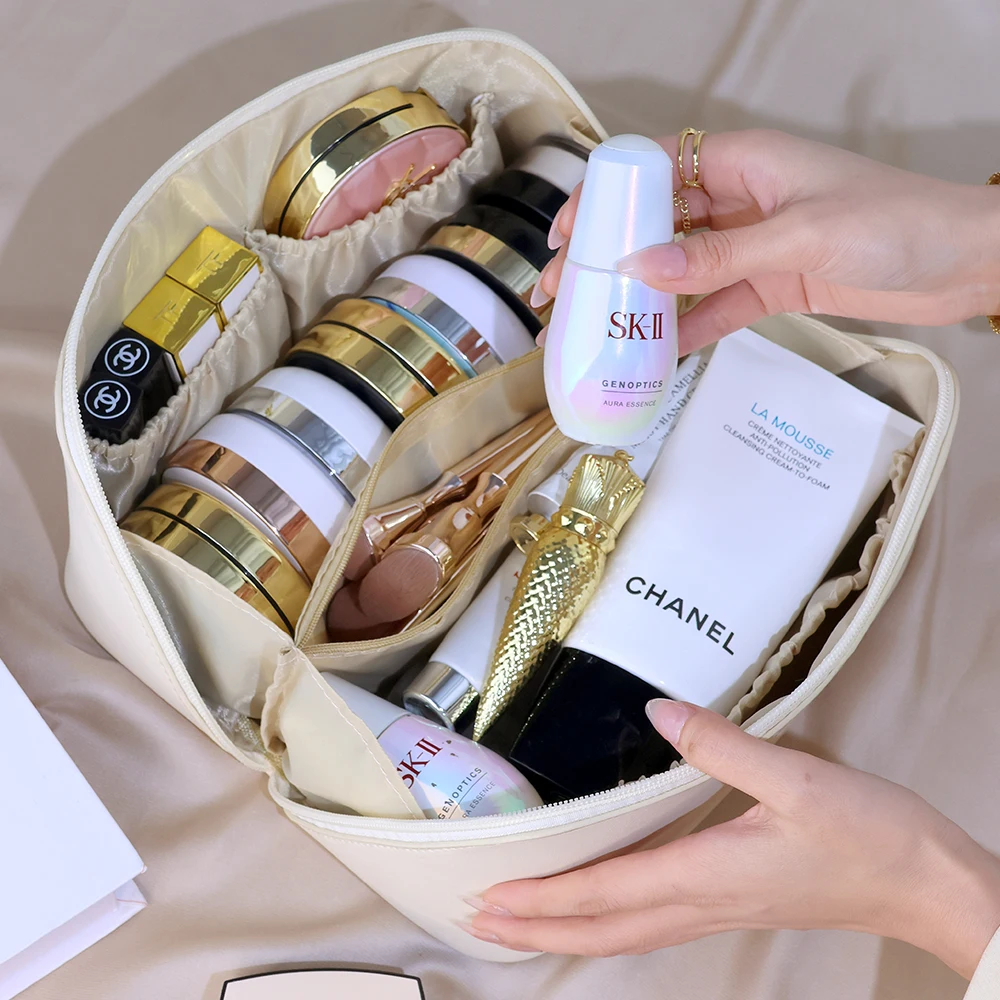 PU Leather Large Capacity Travel Cosmetic Bag Portable Women Makeup Case Waterproof Multifunctional Toiletry Organizer Storage