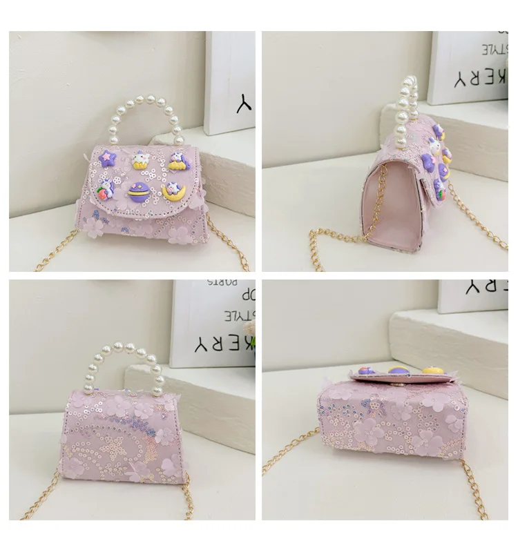 كارتون دمية الأطفال مقبض اللؤلؤ حقائب الكتف لطيف القوس الأميرة بنات الترتر حقائب اليد الصغيرة محفظة نسائية للعملات المعدنية حقيبة كروسبودي الحلو