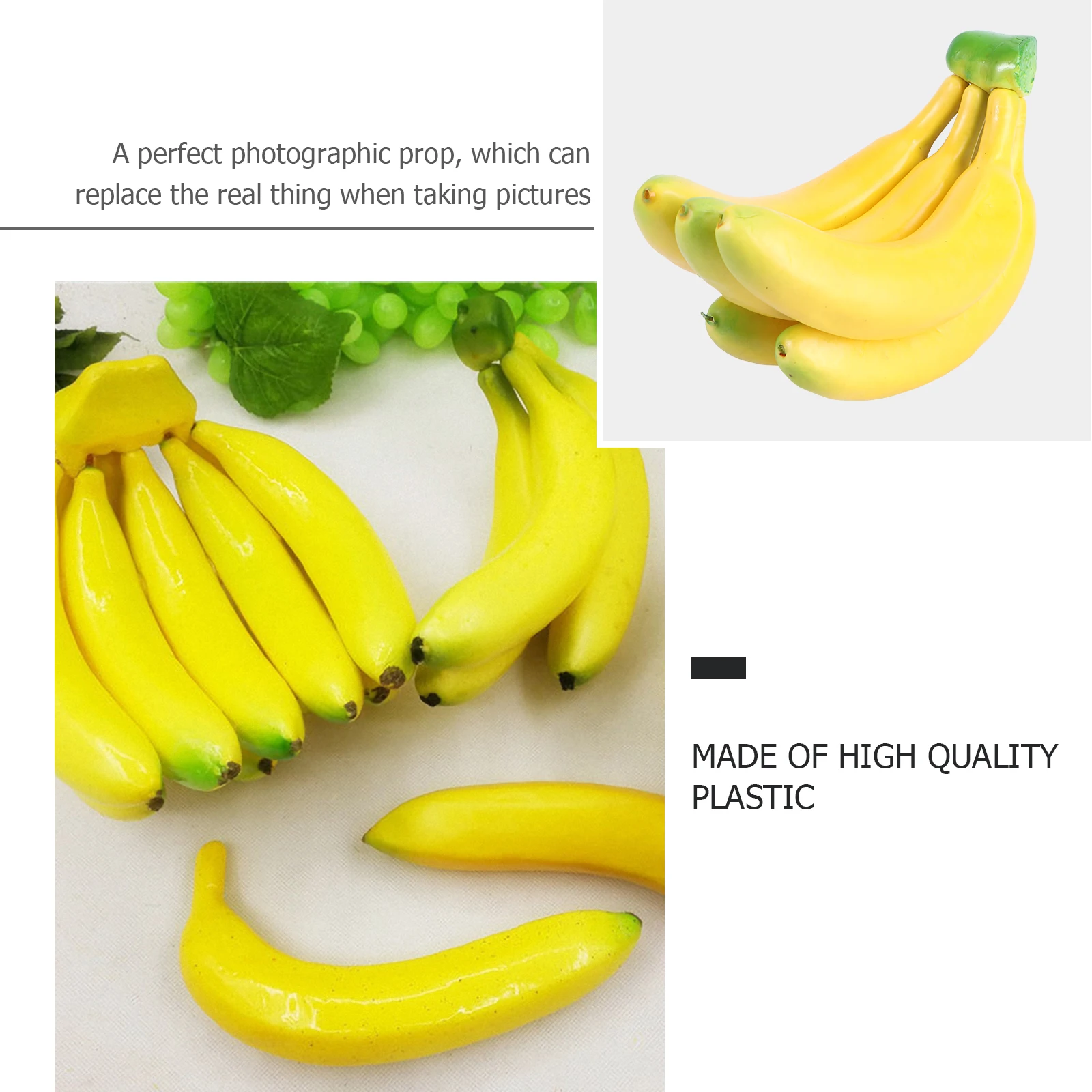 

5 Pcs Artificial Banana Props High Simulation Realistic Fruit Decor Photo Creative Lifelike Shape Long Display Home Office