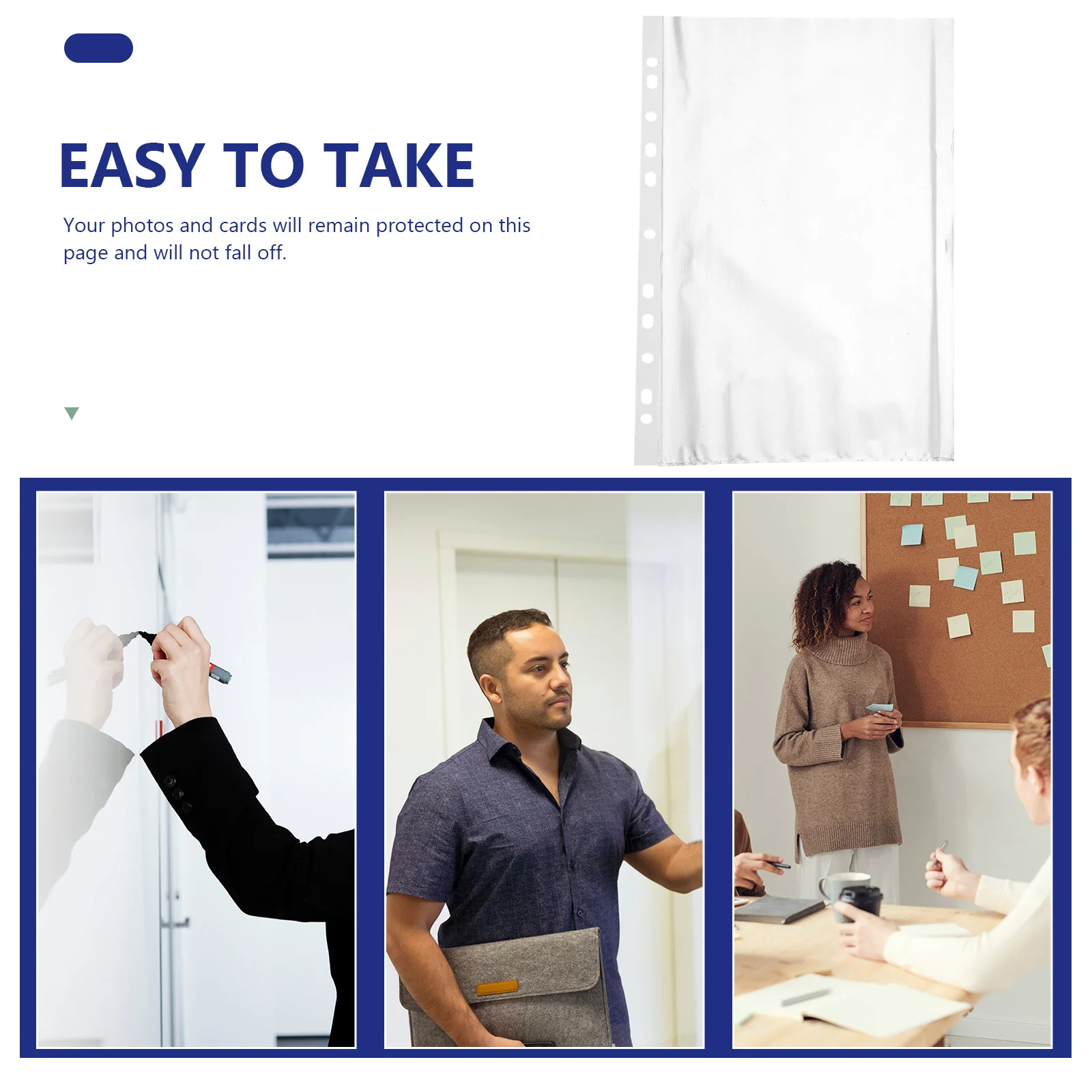 200pcs Loose Leaf File Pockets Clear A4 Punched Poly Pockets For Office School Document Storage Waterproof Binder Folders