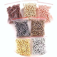200cs Gold Plated Metal CCB Beads 3/4/5mm Round Spacer Loose Beads For Jewelry Bracelets Necklace Making DIY Accessories