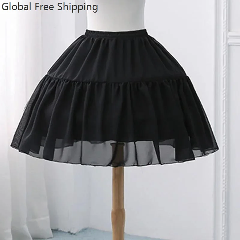 

New Style Petticoat Adorable Cosplay Fishbone Puffy Skirt Japanese Lolita Style White Girls' Dress Adjustable Tulle Petticoat