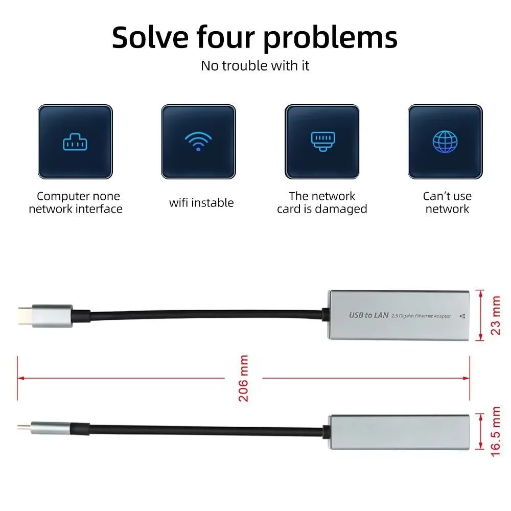 Adaptador ethernet usb 2500mbps 2.5g usb3.0 placa de rede thunderbolt 3 lan adaptador de internet para computador portátil windows mac os USB-A/C