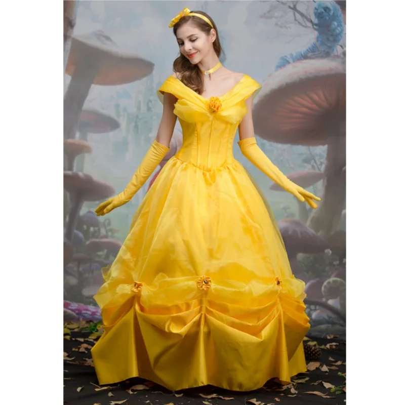 

Adult Beauty And the Beast Cosplay Dress Halloween Princess Costume Women's Outfit Performance Apparel Elegant Fairy Tale Ens...