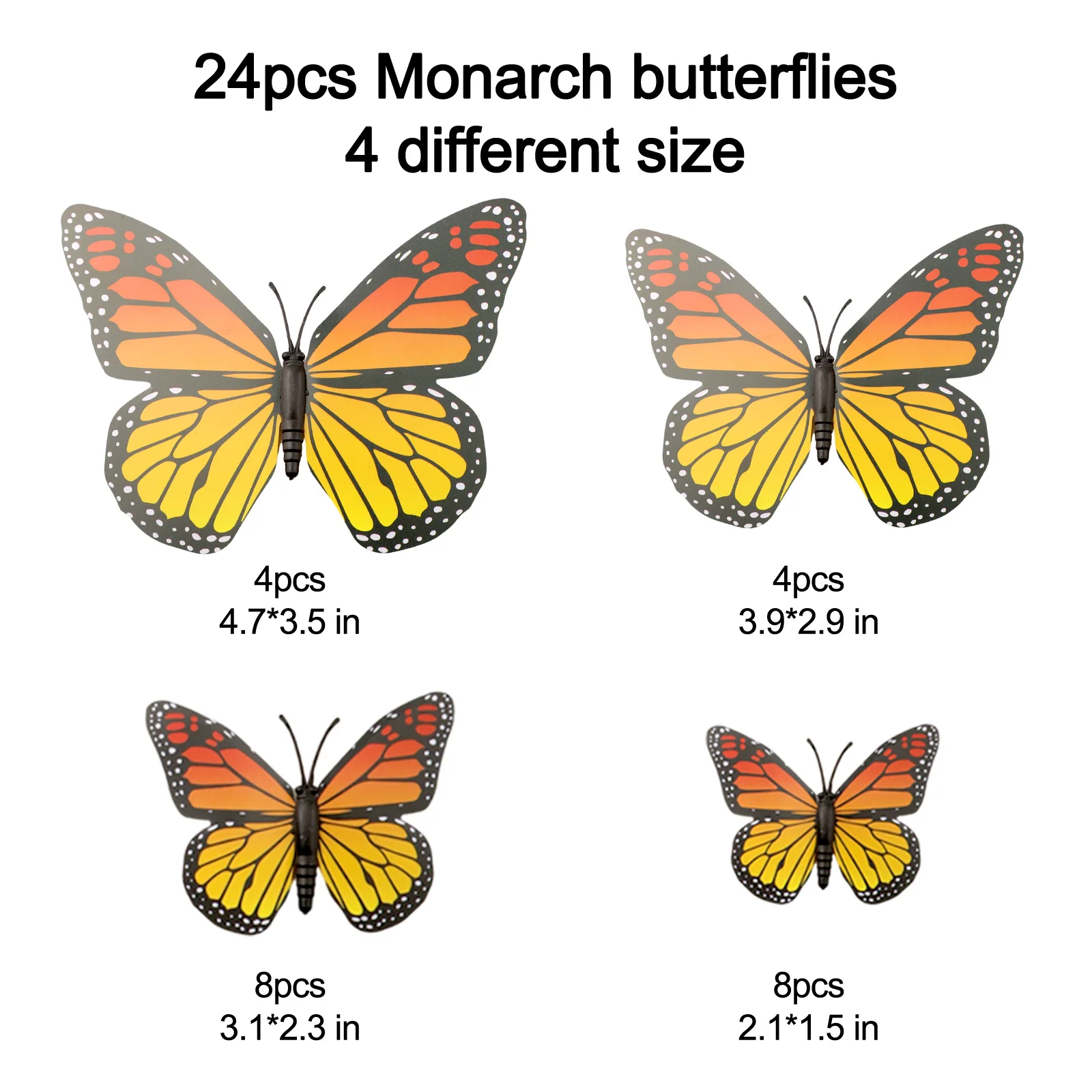 24 Pieces Monarch Butterfly Decorations For Home, Craft, Party And Room, Orange Wall Decor For Home Bedroom Wedding Party