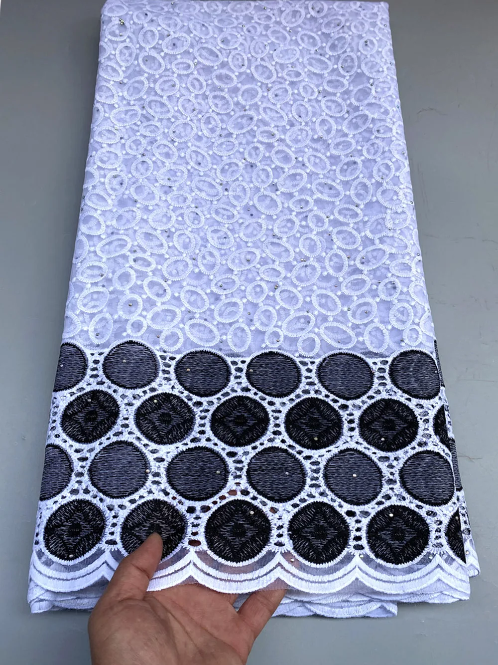 African Tulle Mesh Laces Net Material 2024 Embroidered White&Black French Skin Fabric Dubai Nigerian Women Class Design OR2885