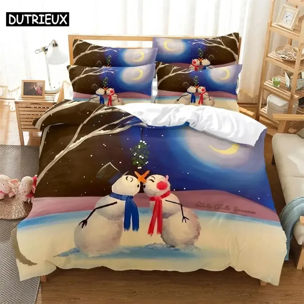 

Snowman couple Bedding Duvet Cover Set 3d Digital Printing Bed Linen Fashion Design Comforter Cover Bedding Sets Bed Set