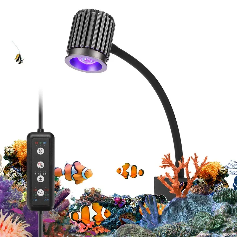 

Fish Tank LED Marine Light for Corals with UV Spectrum Intelligent Dimming Timer Clip-On Design