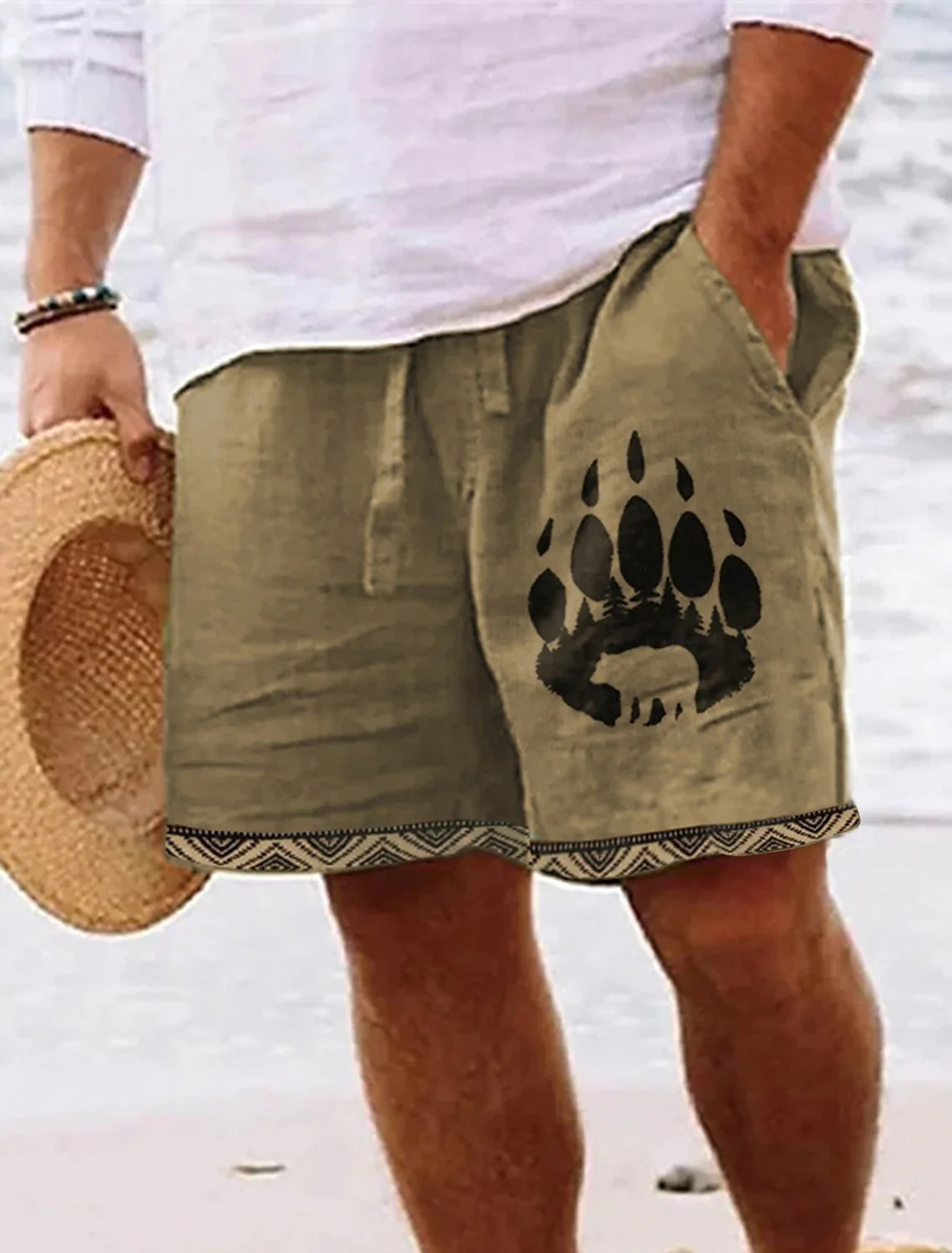 2024 New Men\'s Retro Bear Paw 3D Printed Shorts Men\'s Summer Breathable Retro Shorts Fitness Street Shorts Men Ropa Hombre