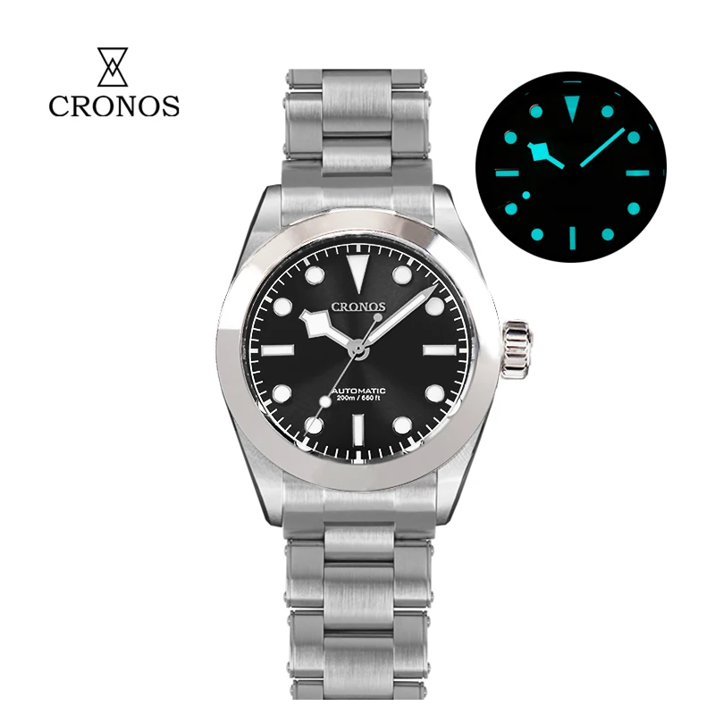 Cronos BB39 Mechanical Men‘s Watches 39mm Automatic PT5000 SW200 Snow Hands Sapphire Glass Bushed Bracelet 20ATM L6026M