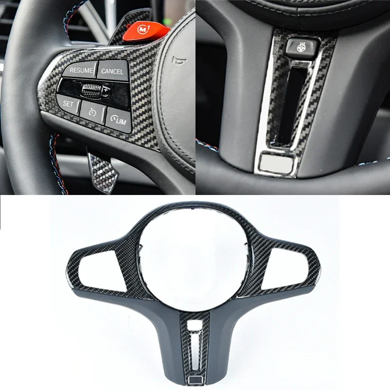 For BMW G30 G32 G42 G14 G01 G02 G05 G06 G07 G20 G22 G26 G29 G80 Real Carbon Fiber Steering Wheel Trim Cover Frame M Merformance