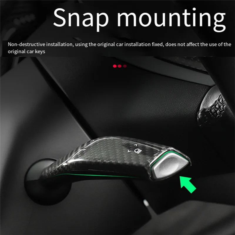 

High Quality Column Shift Cover Real Carbon Fiber Bright Steering Wheel Wiper Lever Trim For Tesla Model-3/Y Accessories