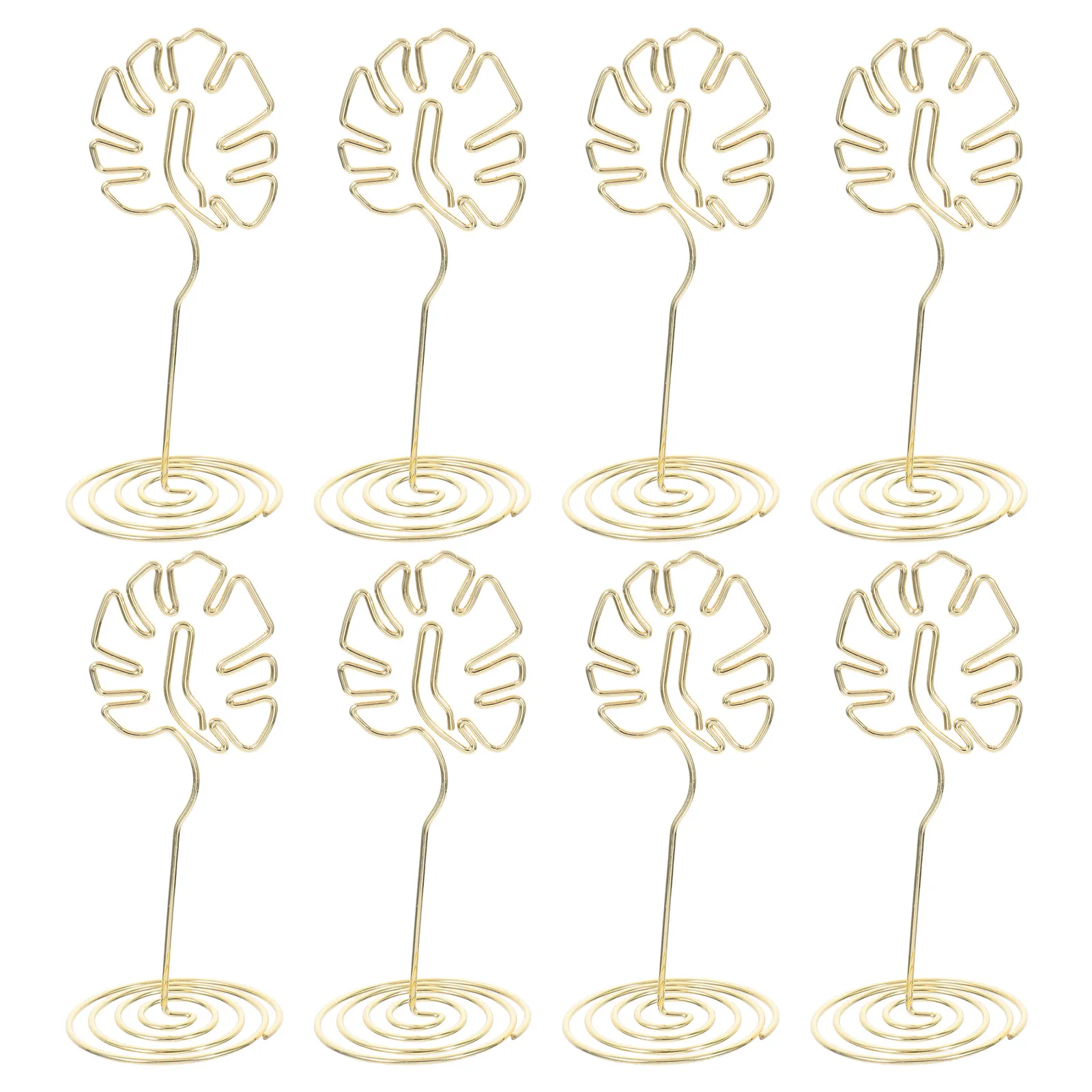 

8pcs Card Holder Business Stand Metal Monstera Desk Accessories Table Number Memo Paper Clip Wedding Banquet Decor