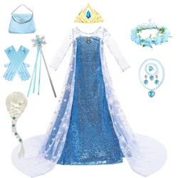 Sequin Princess Elsa Costume Halloween Christmas Girls Toddler Princess Dress Sequins Birthday Party Queen Long Dresses for Kids