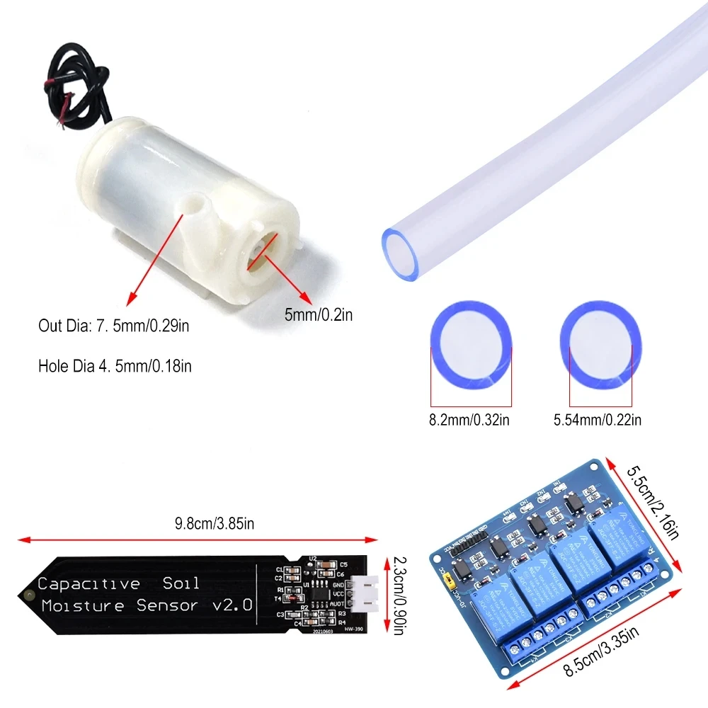 Imagem -02 - Kit Automático de Irrigação Auto-rega Sistema Faça Você Mesmo Jardim Estufa Flor Bomba de Água Sensor de Umidade do Solo para Arduino Nano