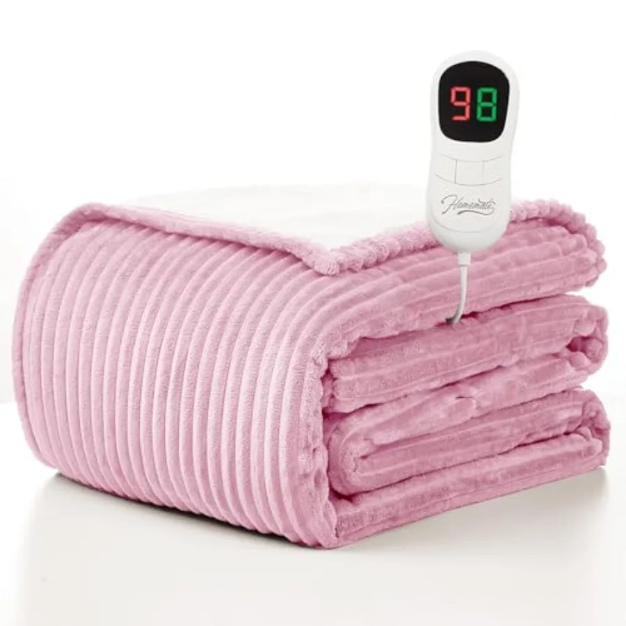 

Heated Blanket Electric Throw - 50"x60" Heating Blanket Throw 1/2/4/6/8 Hours Auto-Off 10 Heat Levels Over-Heat Protection Soft