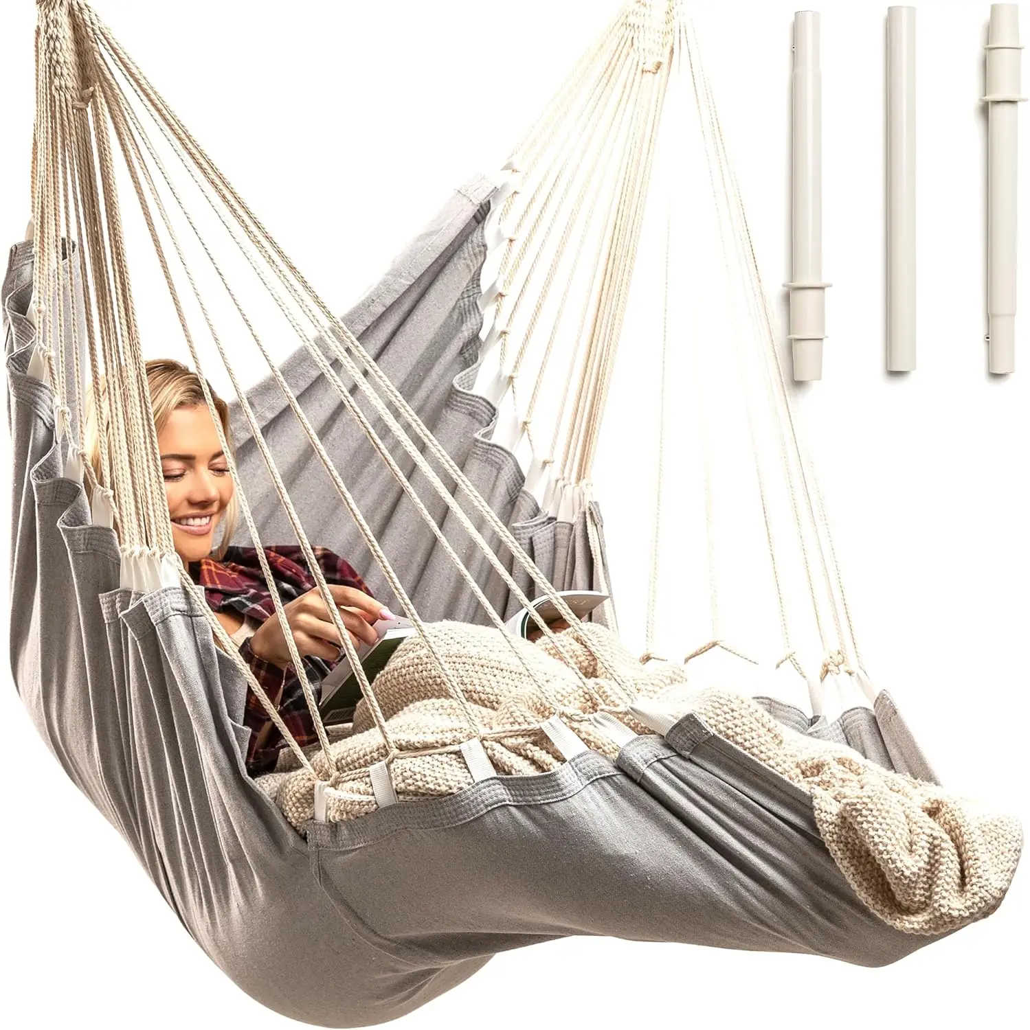 

Indoor Hammock Chair Swing - Hanging Hammock Swing Chair - Indoor/Outdoor - Hanging Chairs for Bedroom, Patio