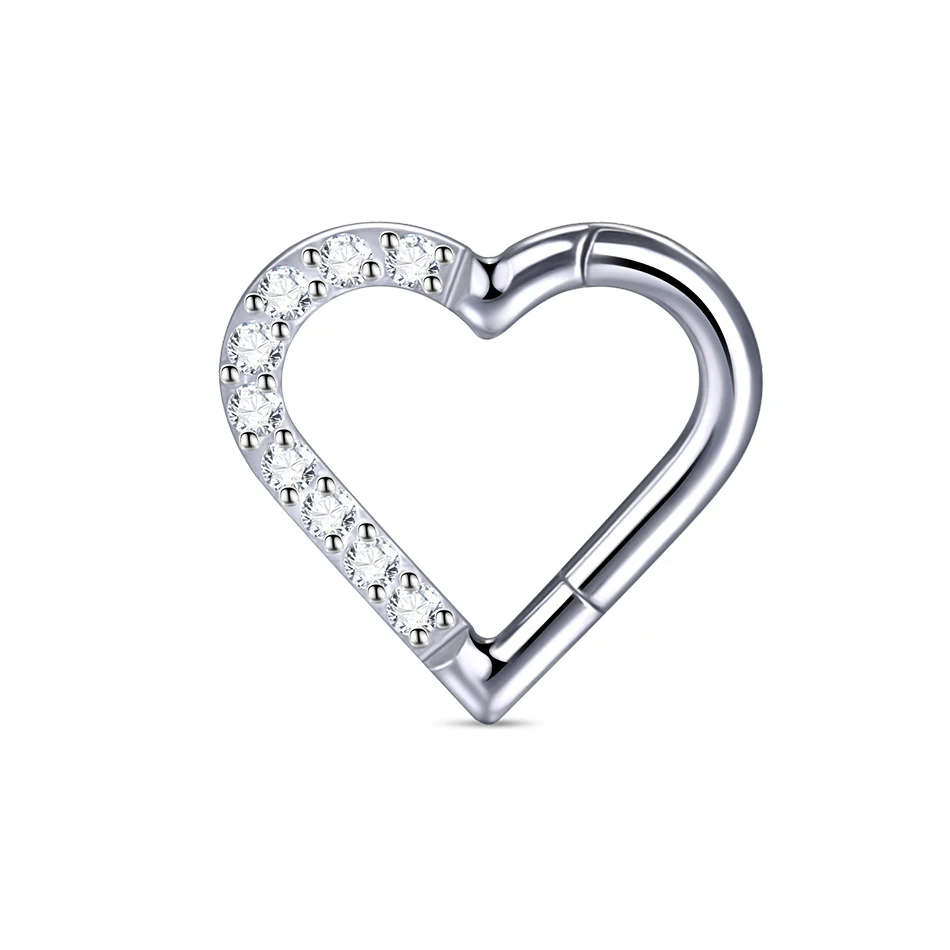 1 Stuk Titanium Scharnierende Segment Neus Ring Oorringen Voor Vrouwen Hart Ster Kraakbeen Helix Piercing Oor Tragus Piercing Sieraden