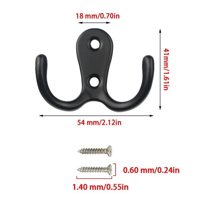 4/8 PCS Retro Coat Hook Zinc Alloy Double Hooks Wall Hanger Home Door Bathroom Keys Towels Storage Hardware with Screws