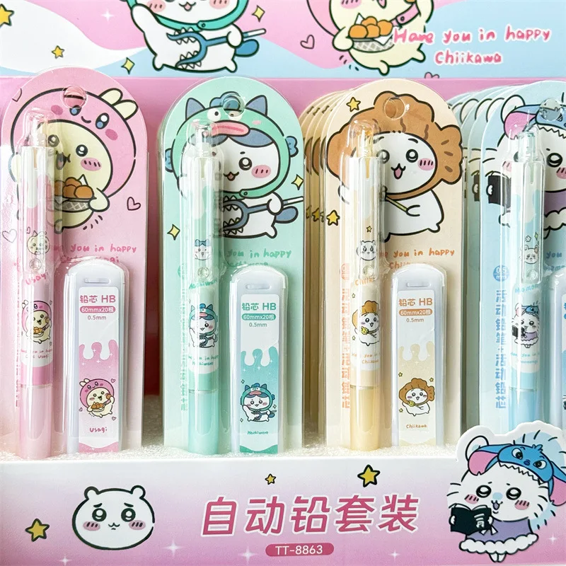 Imagem -02 - Miniso Chiikawa Lápis Conjunto Bonito dos Desenhos Animados Alto Valor Embalagem Independente Lápis Mecânico Papelaria Estudante Atacado 24 Pcs